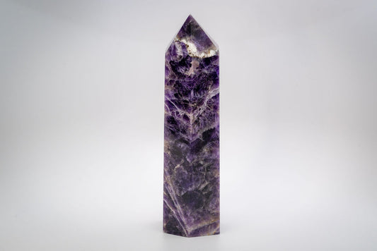 Large Deep Purple Chevron Amethyst Tower