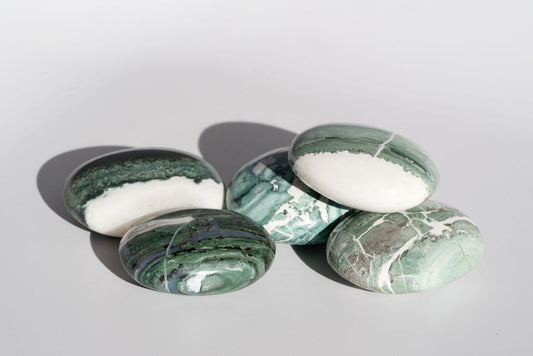 Green Zebra Jasper Palm Stones
