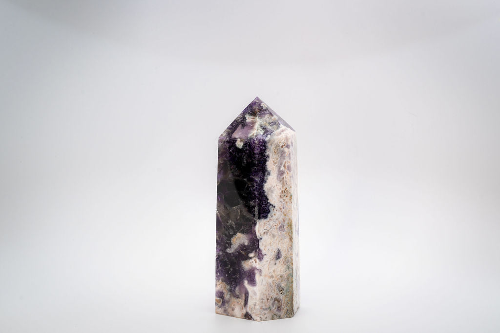 Large Chevron Amethyst Tower