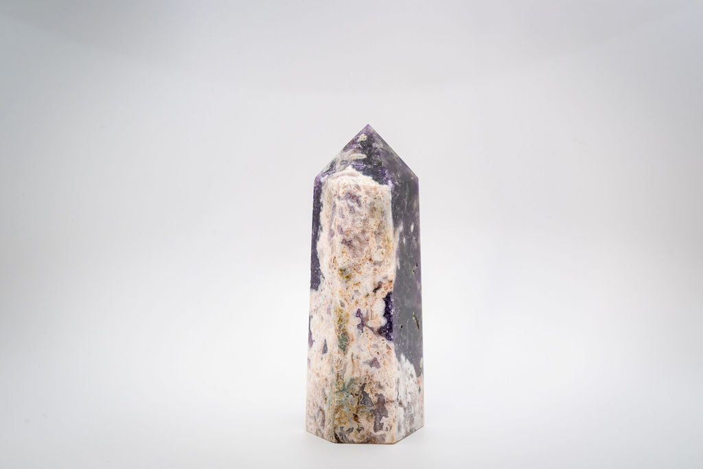 Large Chevron Amethyst Tower