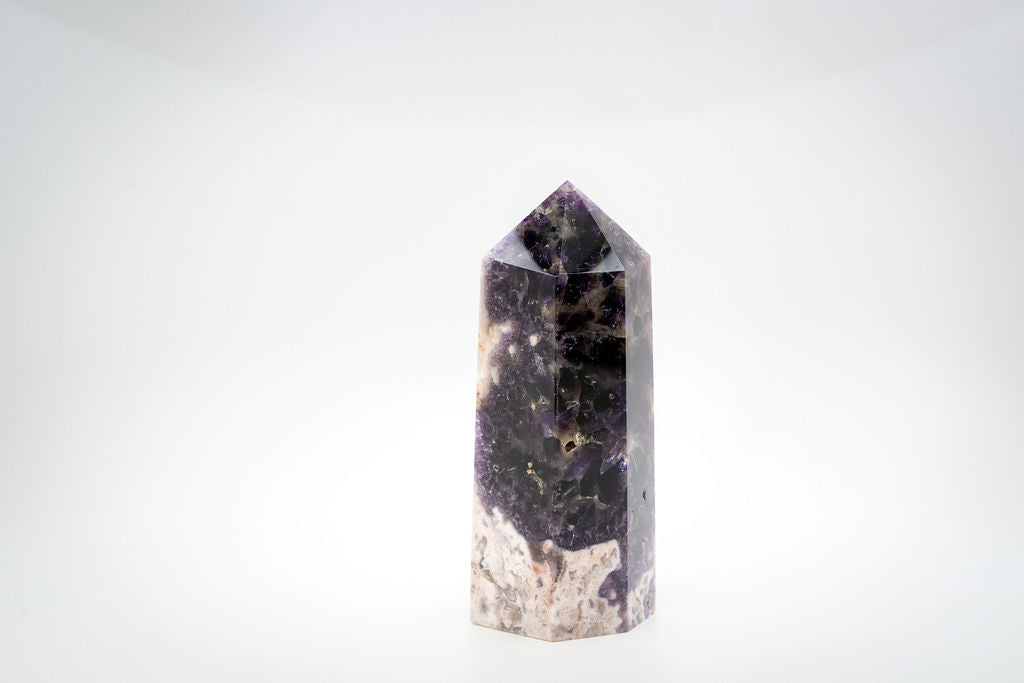 Large Chevron Amethyst Tower