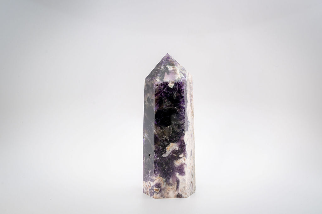 Large Chevron Amethyst Tower
