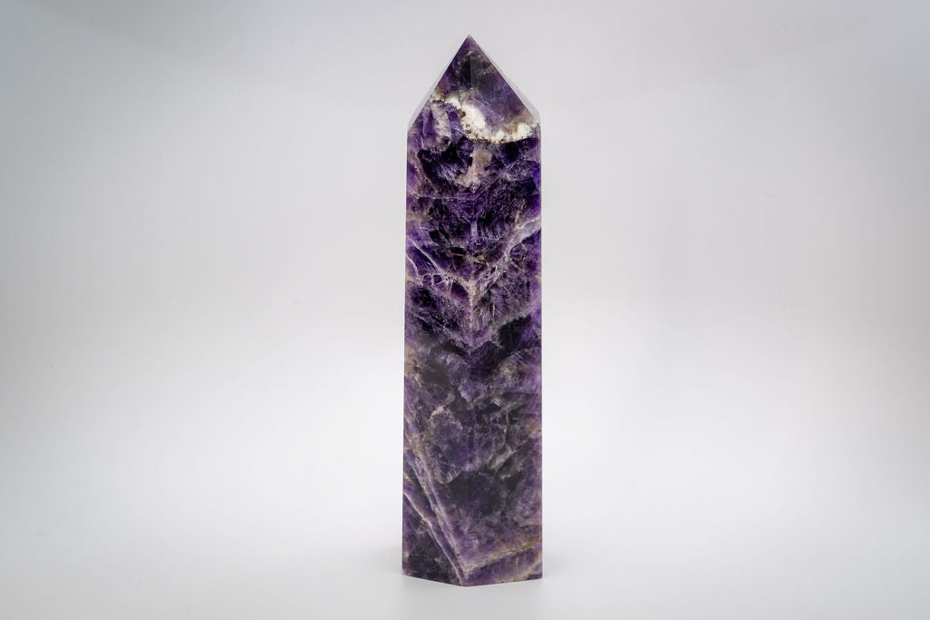 Large Deep Purple Chevron Amethyst Tower