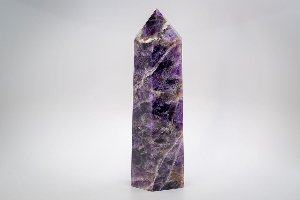 Large Deep Purple Chevron Amethyst Tower
