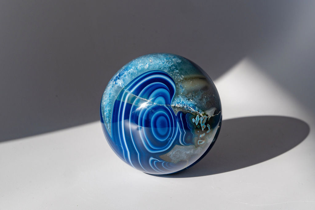 Dyed Blue Agate Sphere