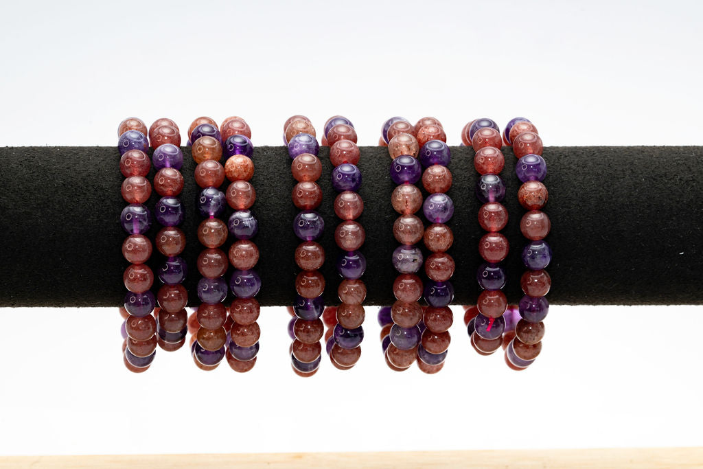 Cherry Quartz and Amethyst Bracelets 8mm