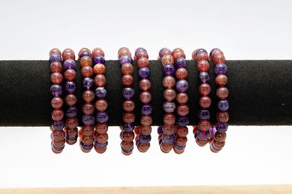 Cherry Quartz and Amethyst Bracelets 8mm
