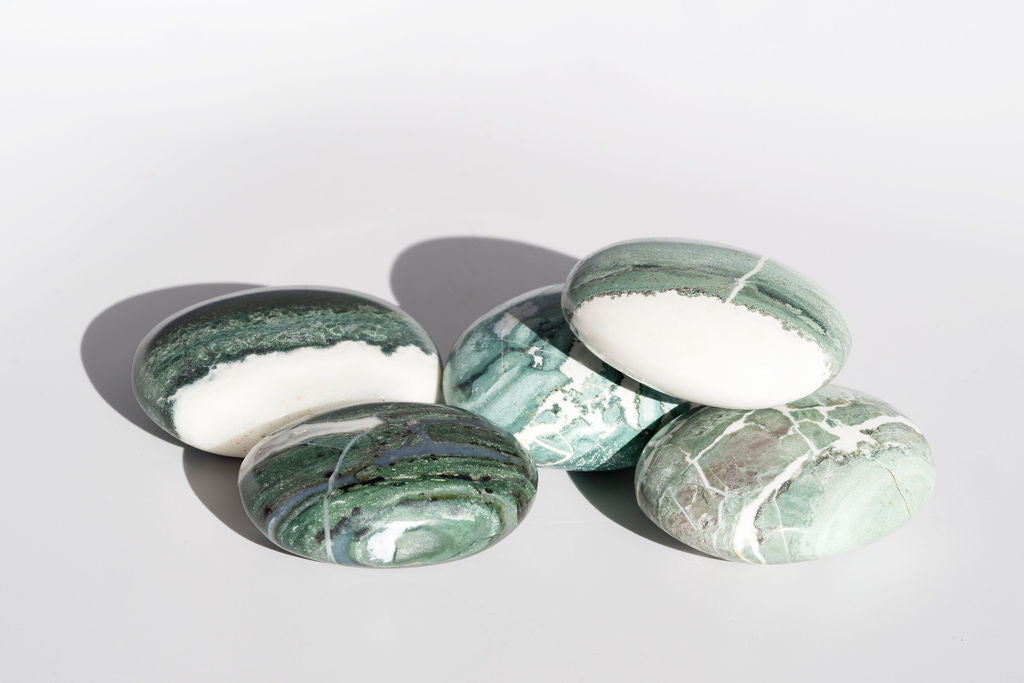 Green Zebra Jasper Palm Stones