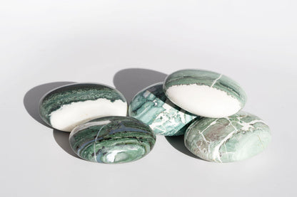Green Zebra Jasper Palm Stones