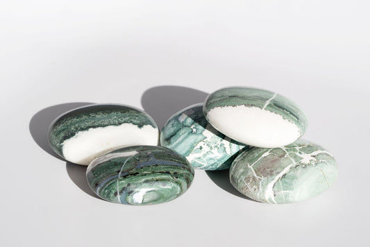 Green Zebra Jasper Palm Stones
