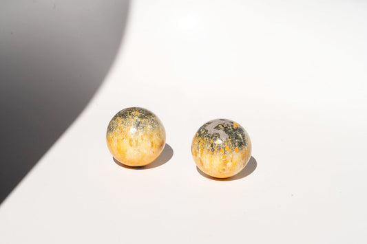 Pair of Bumblebee Jasper Spheres