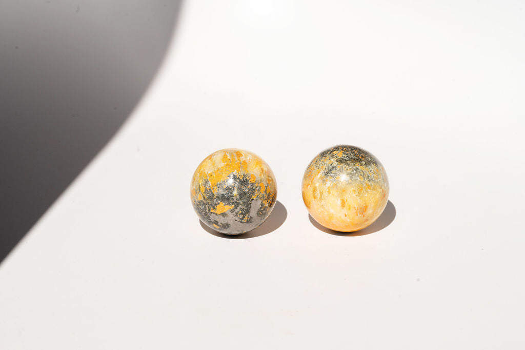 Pair of Bumblebee Jasper Spheres