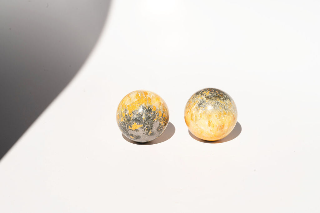 Pair of Bumblebee Jasper Spheres